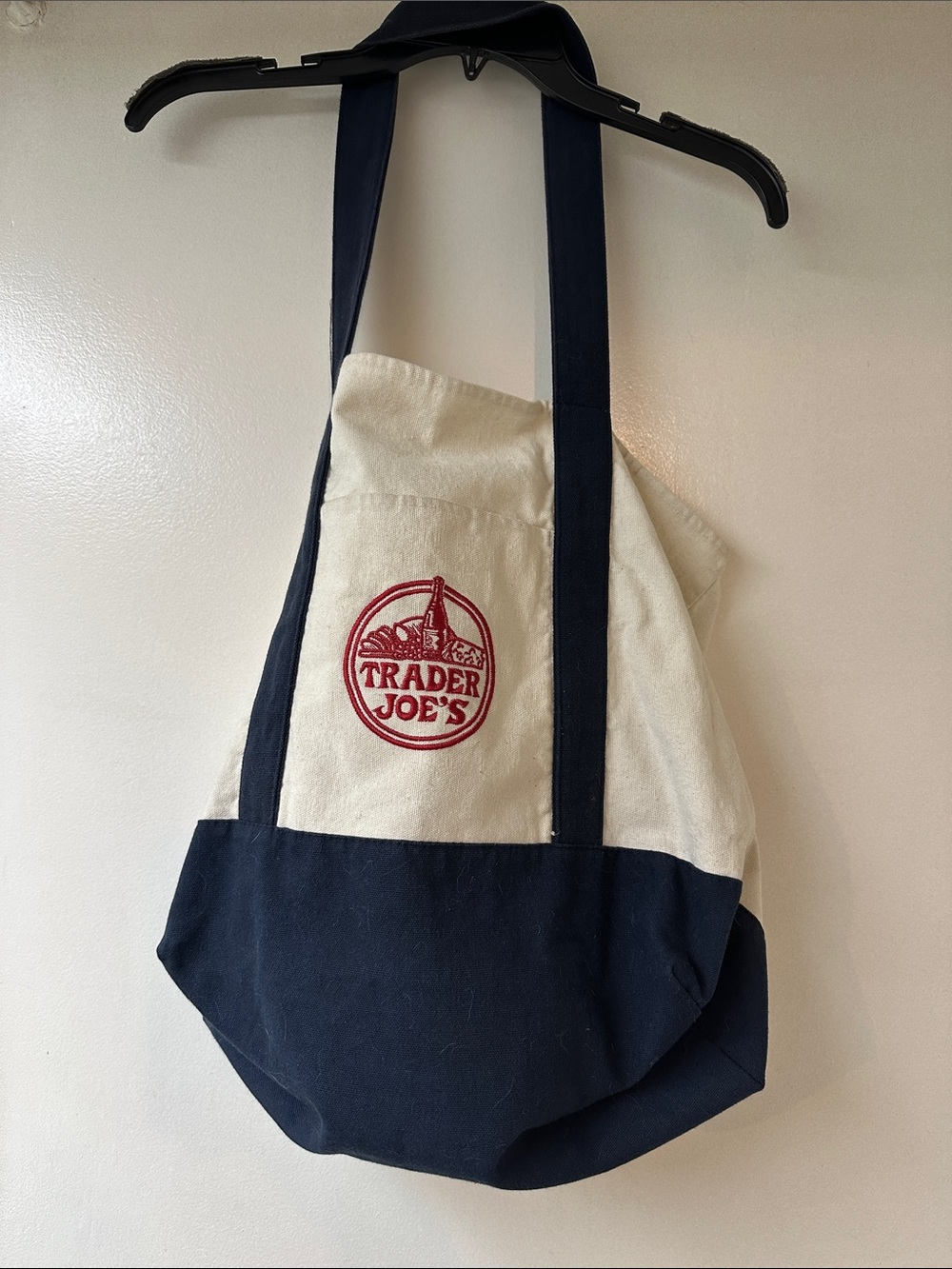 Trader Joe’s Two-Tone Canvas Tote Bag in Navy and Cream